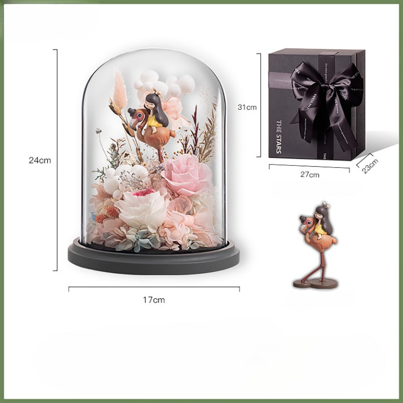 Coffret cadeau de roses éternelles conte de fées Halloween White Night - Cadeau de Noël parfait pour petite amie, mariée ou anniversaire