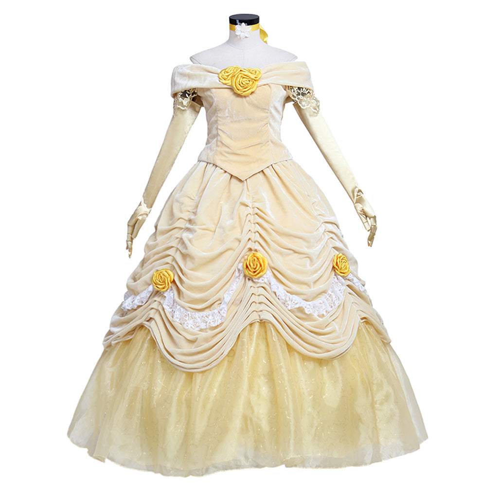 Costume de cosplay Belle pour Halloween | Robe de princesse Disney enchanteresse pour Halloween et cosplay