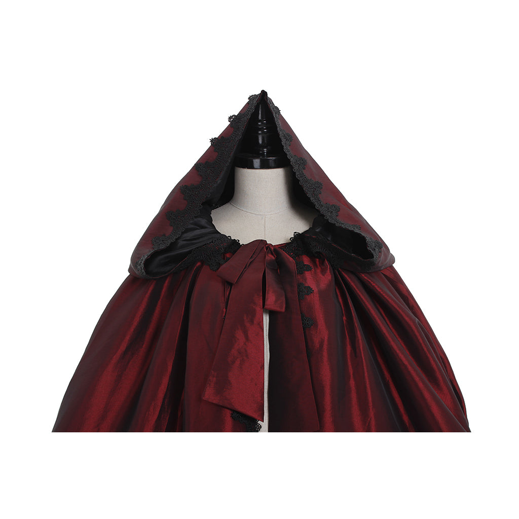 Elegant Victorian Red Cloak by Halloweez - Perfect for Halloween Cosplay