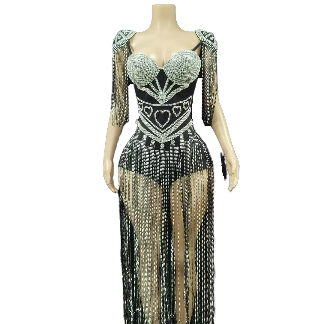 Summer New Strapless Fringe Blue K-pop Girl Group Stage Costume Performance Outfit for Talent Show Live Stream School Celebration Red Carpet - Halloweez