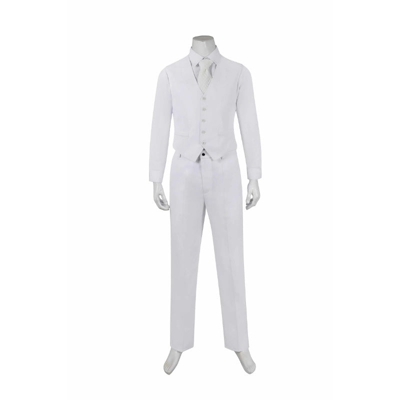 Halloweez Joker 2 Arthur Fleck White Cosplay Costume Full Set - Suit, Shirt, Vest, Pants, Tie