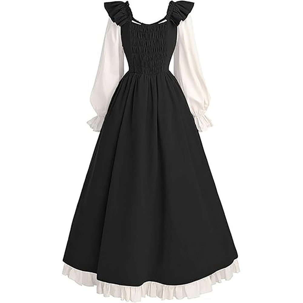 Medieval Renaissance Victorian Laced Sleeve Long Dress Irish Formal Dress Halloween Costume - Halloweez