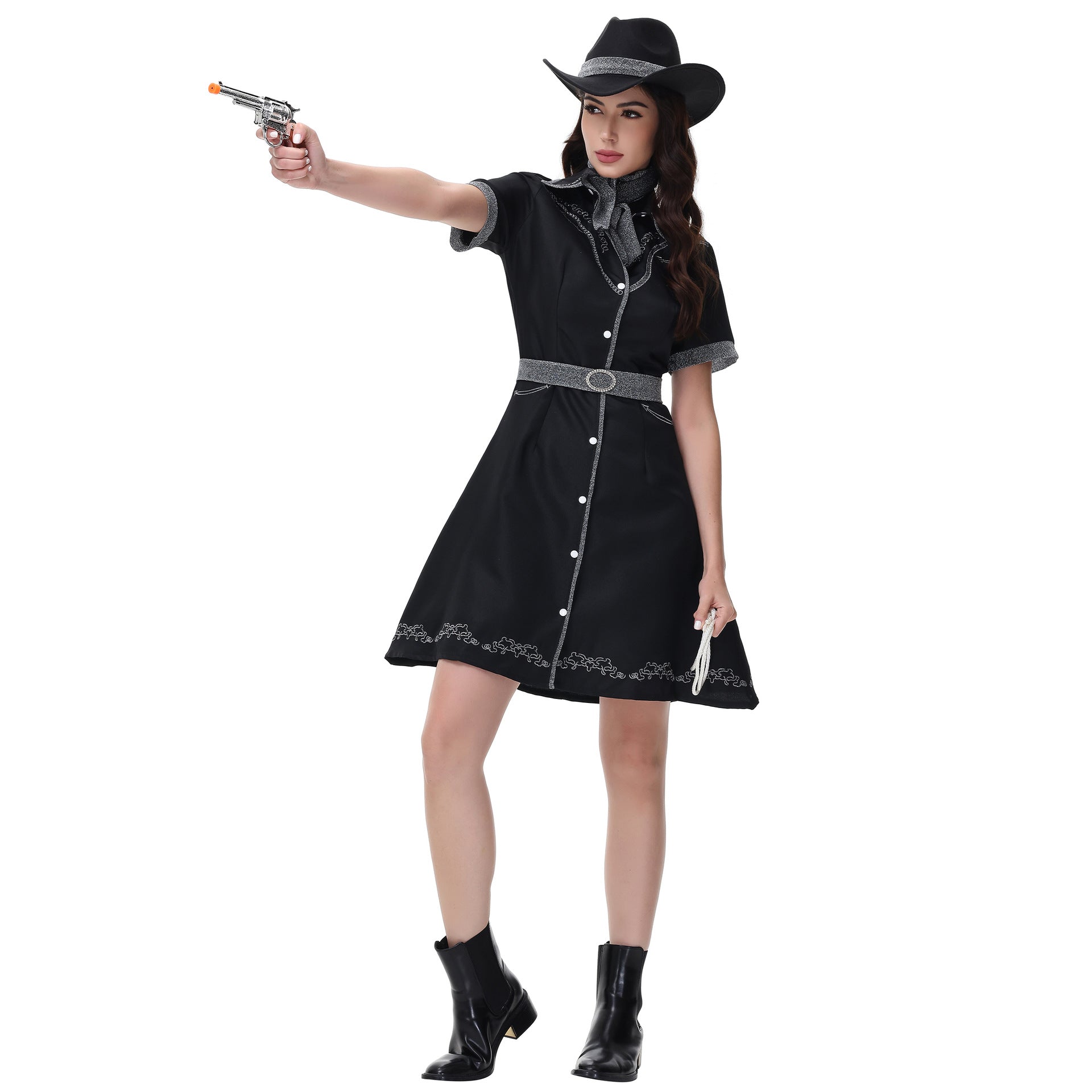 2025 Custom Western Cowboy Costume for Women Halloween Party Cosplay Performance - Halloweez