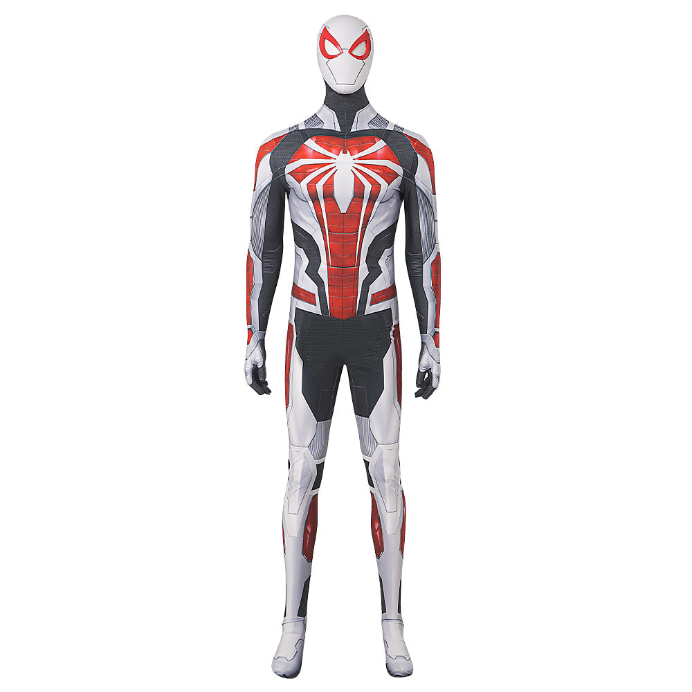 PS4 Game Inspired Spider-Man White Armor Halloween Cosplay Battle Suit Costume Set