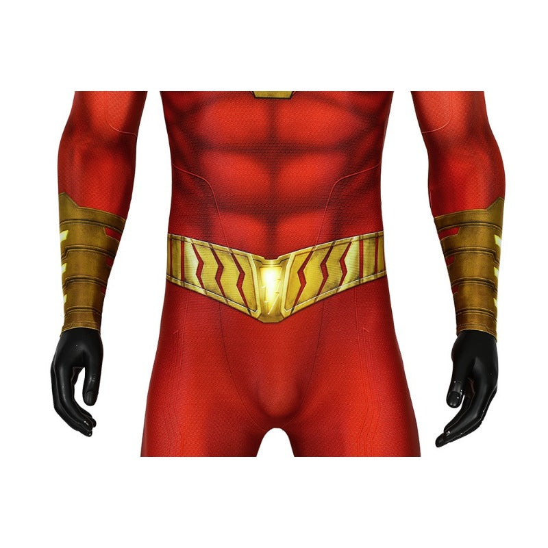 Halloweez Shazam Billy Batson Captain Marvel Cosplay Costume Zentai Jumpsuit