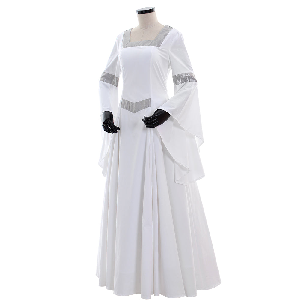 Elegante disfraz de princesa renacentista medieval blanca de Halloween