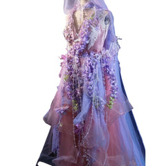 Original Handmade Dreamy Ethereal Nordic Mythology Wisteria Goddess Photography Dress - Halloweez