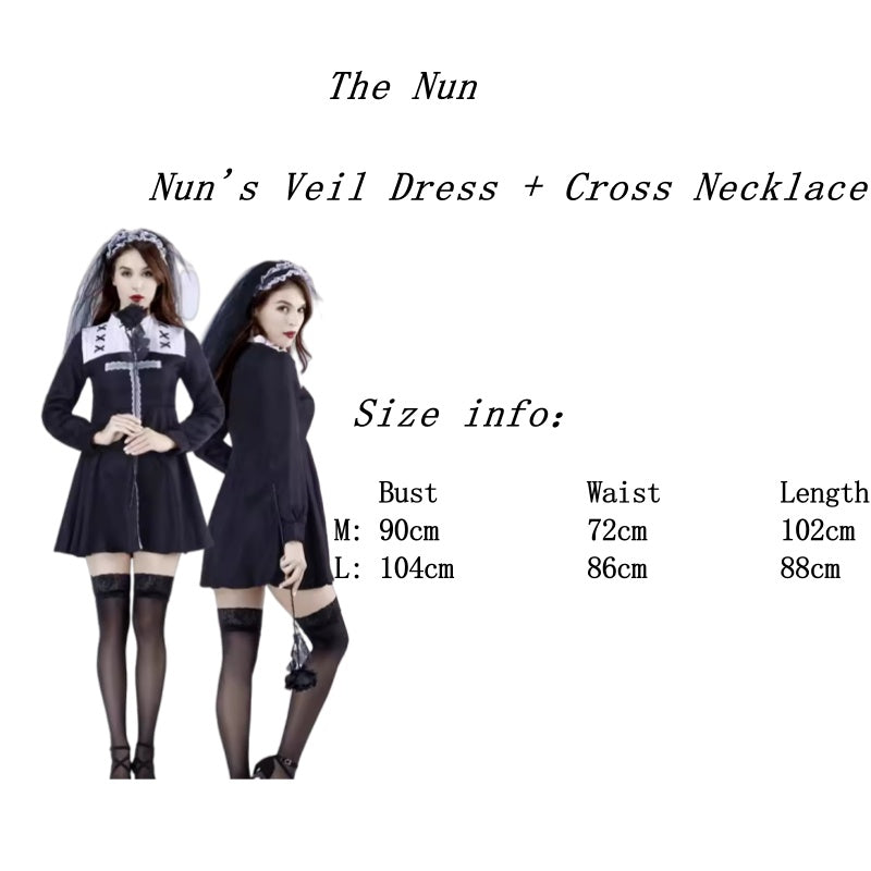 Halloween Medieval Nun Priest Robe COS Costume Virgin Mary Father Wizard Stage Performance Clothing - Halloweez
