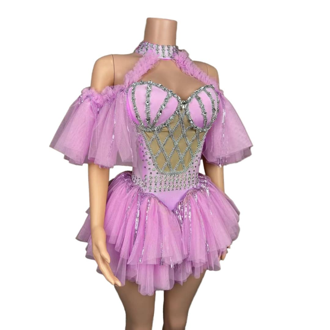Golden Sequin Masquerade Dress - Mechanical Style Stage Performance Costume for Women's Party, Cosplay, and Photo Shoots - Halloweez