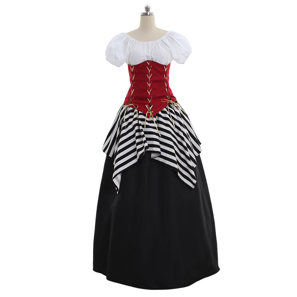 Stylish Red Black Renaissance Corset - Perfect for Pirate & Victorian Themed Parties