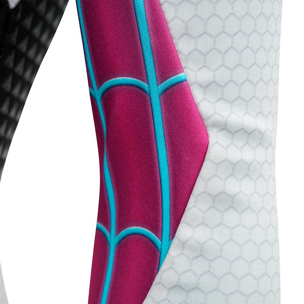 Upgraded Gwen Stacy Spider-Verse Cosplay Outfit, Color Block Embossed Full Set, Customizable Shoes - Halloweez