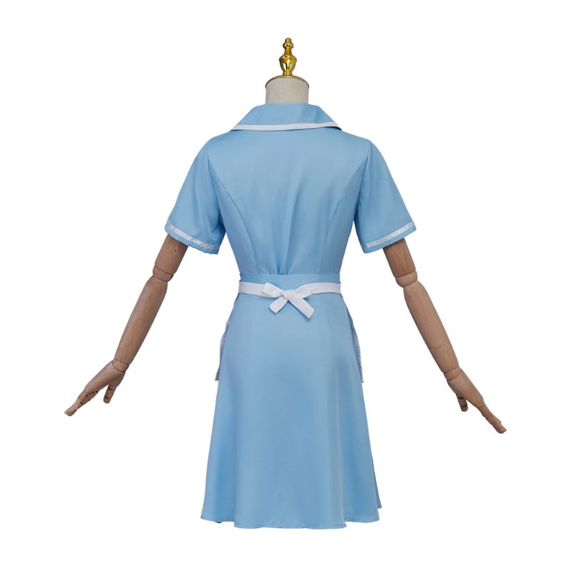 Halloweez Waitress Musical Cosplay Costume – Blue Maid Dress with Apron for Women