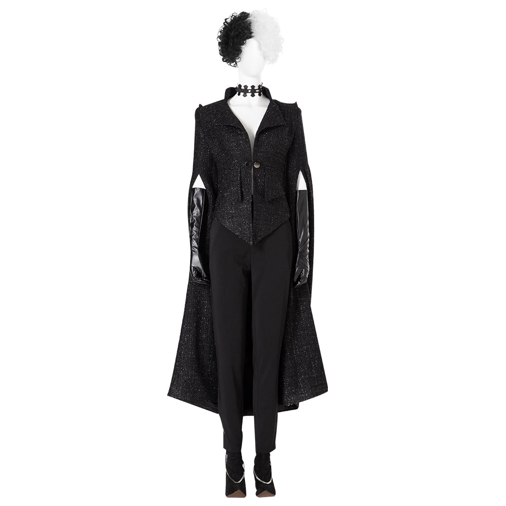 Disfraz de Cruella de Halloween: vestido de reina malvada negra, vestido de noche de moda para Halloween