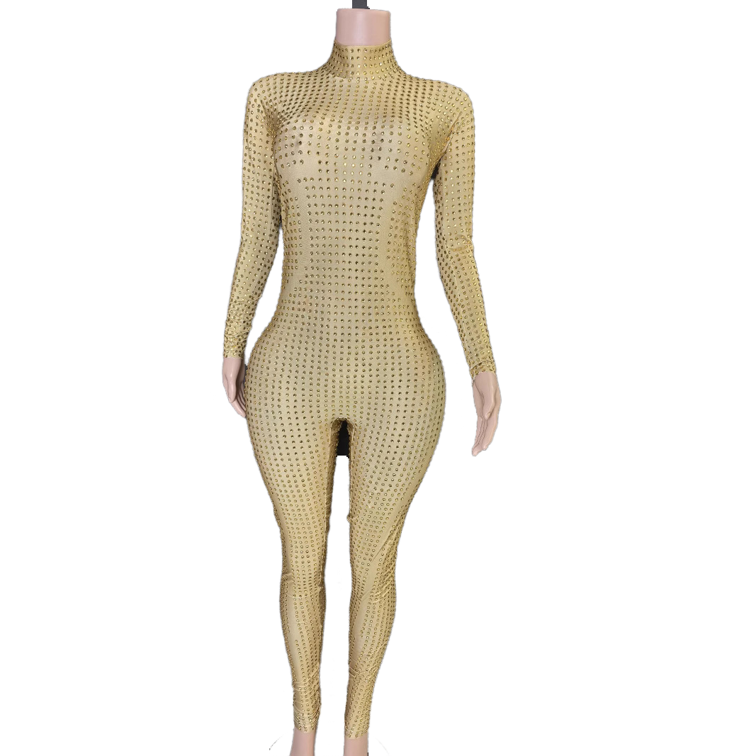 Crystal Pole Dance Bodysuit Sexy Elegant Slimming Stage Performance Costume for Women Party Wear - Halloweez