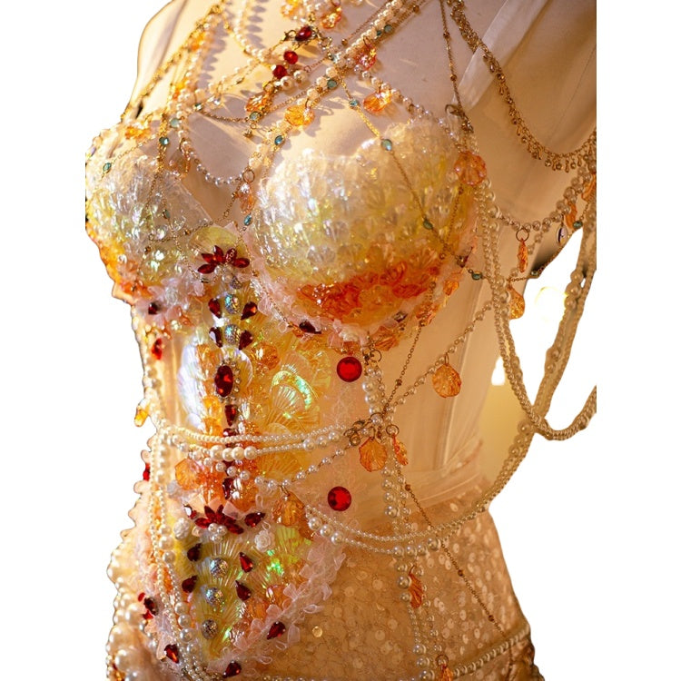 Koi Gradient Handmade Mermaid Princess Performance Costume for Music Shows - Halloweez