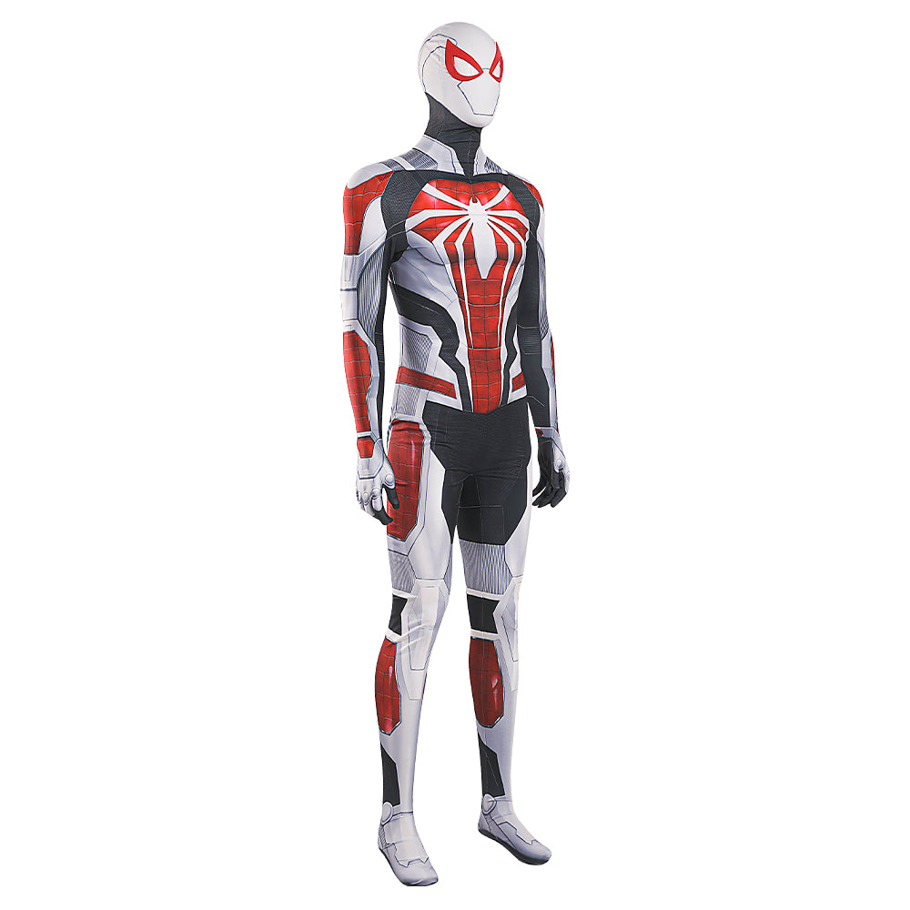 PS4 Game Inspired Spider-Man White Armor Halloween Cosplay Battle Suit Costume Set