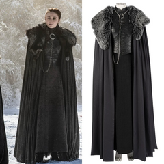 Game of Thrones Season 8 Sansa Stark Cosplay Full Set Outfit, A Song of Ice and Fire Same Style Medieval Costume for Women - Halloweez