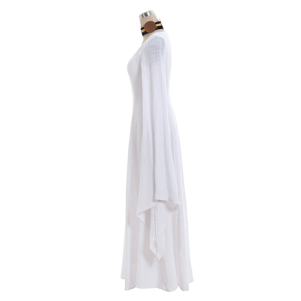 Elegant Halloweez Medieval White Robe Dress for Renaissance, Tudor, and Regency Events