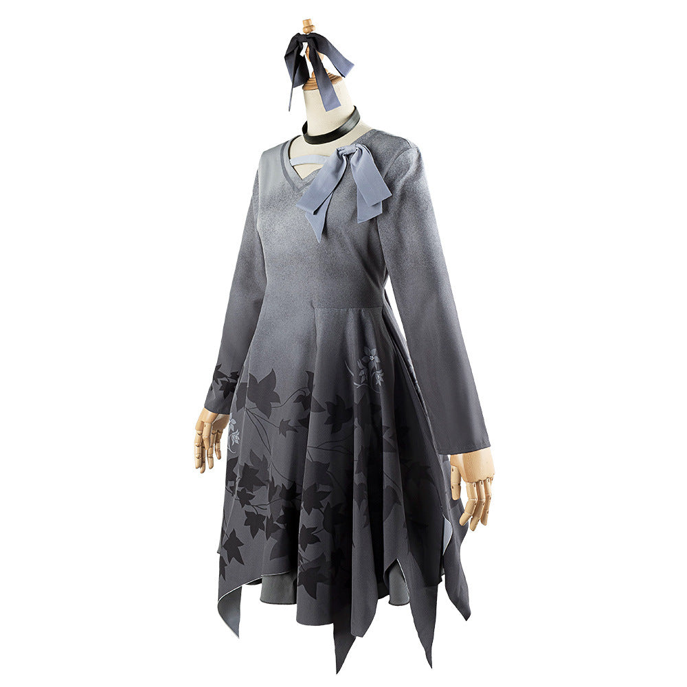 Project Sekai Asahina Mafuyu Cosplay Costume Grey Gradient Dress - Halloweez