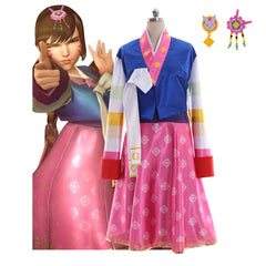 Costume de cosplay D.Va d'Halloween - Tenue de style Hanbok coréen pour filles - Parfait pour les événements de cosplay de jeux