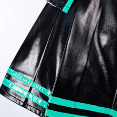 Hatsune Miku Cosplay, Custom Black Patent Leather Default Outfit for Halloween Comic Con