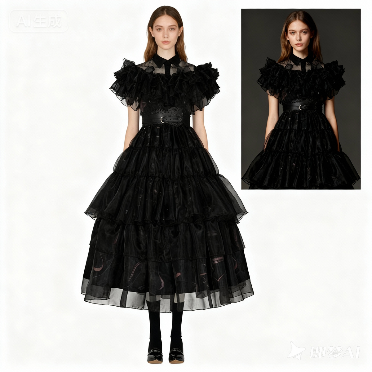 Wednesday Addams Black Gothic Dress Cosplay Costume with Shoes for Adults - Perfect for Halloween and Themed Events