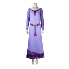 Costume de cosplay élégant d'Halloween Asha - Robe de princesse violette Disney Wish pour adultes