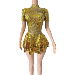 Novance Green Sequin Halter Neck Backless Mini Dress - Sexy Party Evening Dress for Women - Halloweez