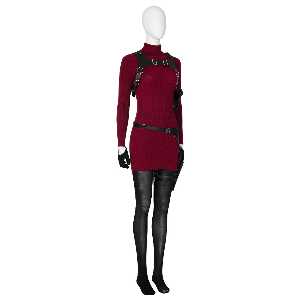 Halloweez Ada Wong Cosplay Costume - Elegant Red Dress from Resident Evil 2 for Women