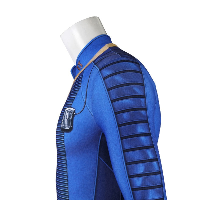 Male Vault Jumpsuit Cosplay from Fallout TV Series, Slim Fit Stretch Bodysuit for Cosplay - Halloweez