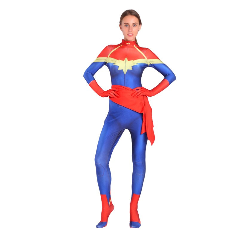 Halloween Captain Marvel Cosplay Costume for Kids and adult - Movie Role-Playing Bodysuit - Halloweez