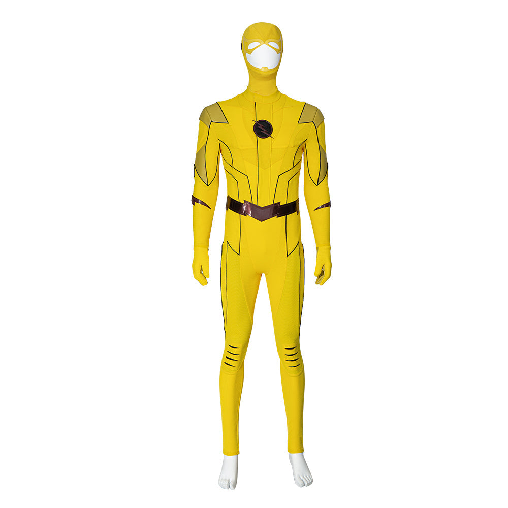 Halloweez Flash Armageddon Reverse Flash Cosplay Costume - Barry Allen Yellow Suit