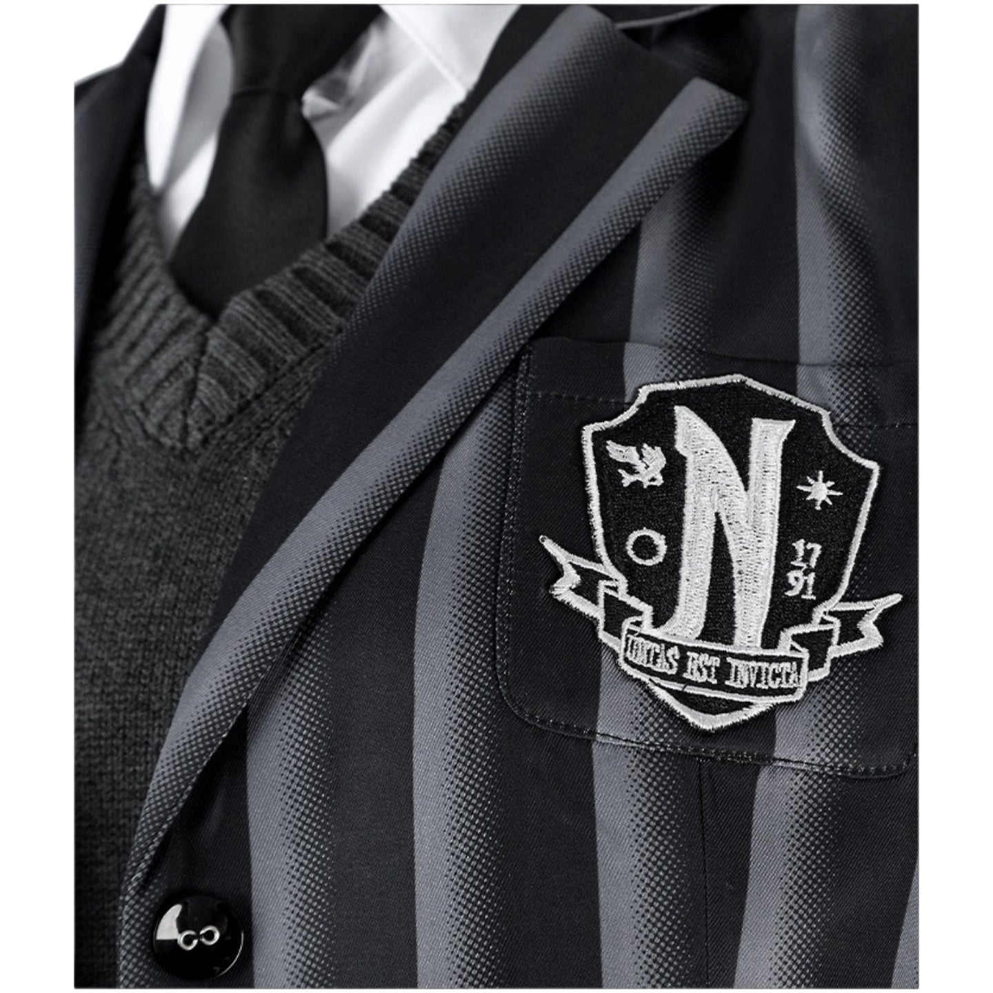 Nevermore Academy Uniform Wednesday Addams Cosplay Costume Jacket & Tie Outfit for Halloween