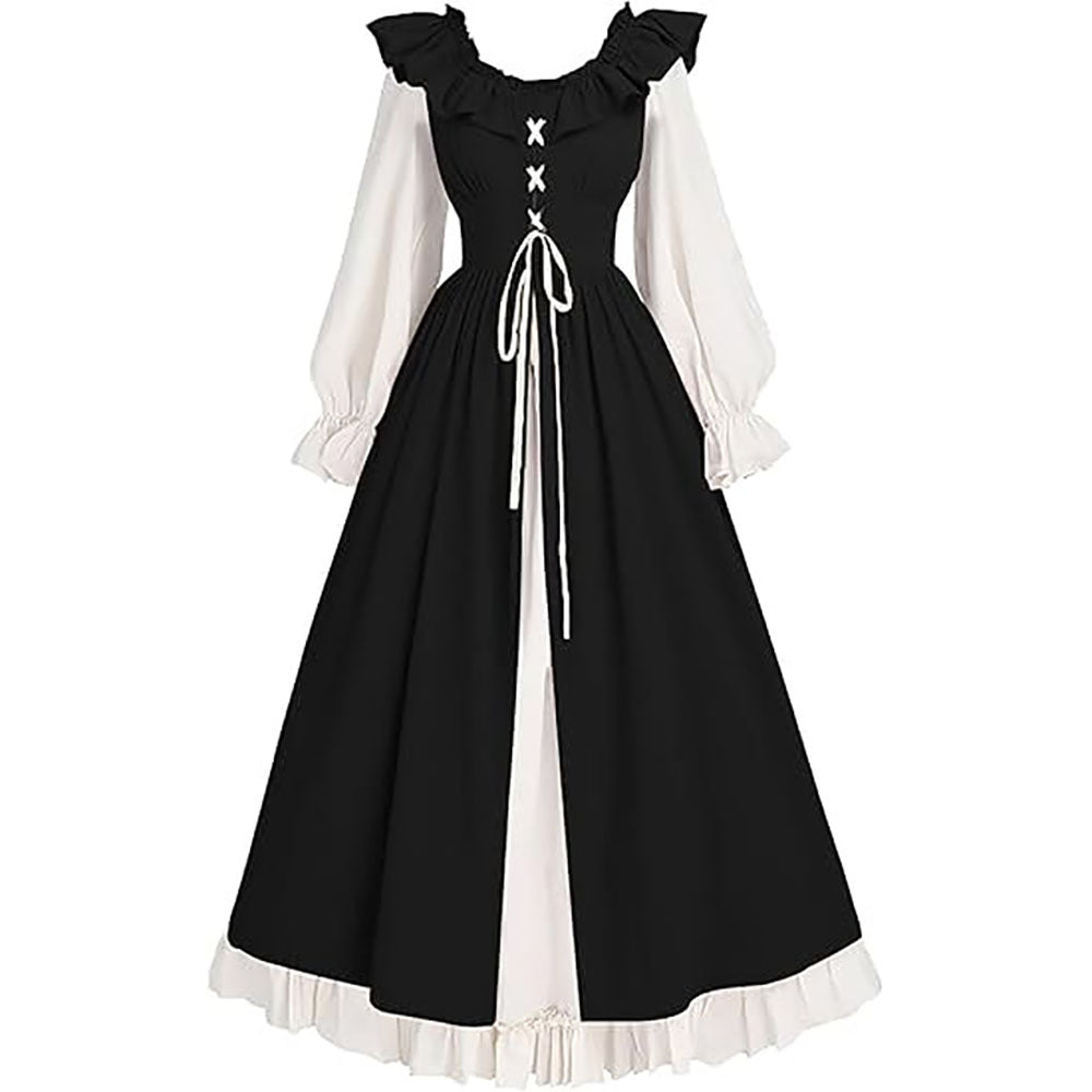 Medieval Renaissance Victorian Laced Sleeve Long Dress Irish Formal Dress Halloween Costume - Halloweez