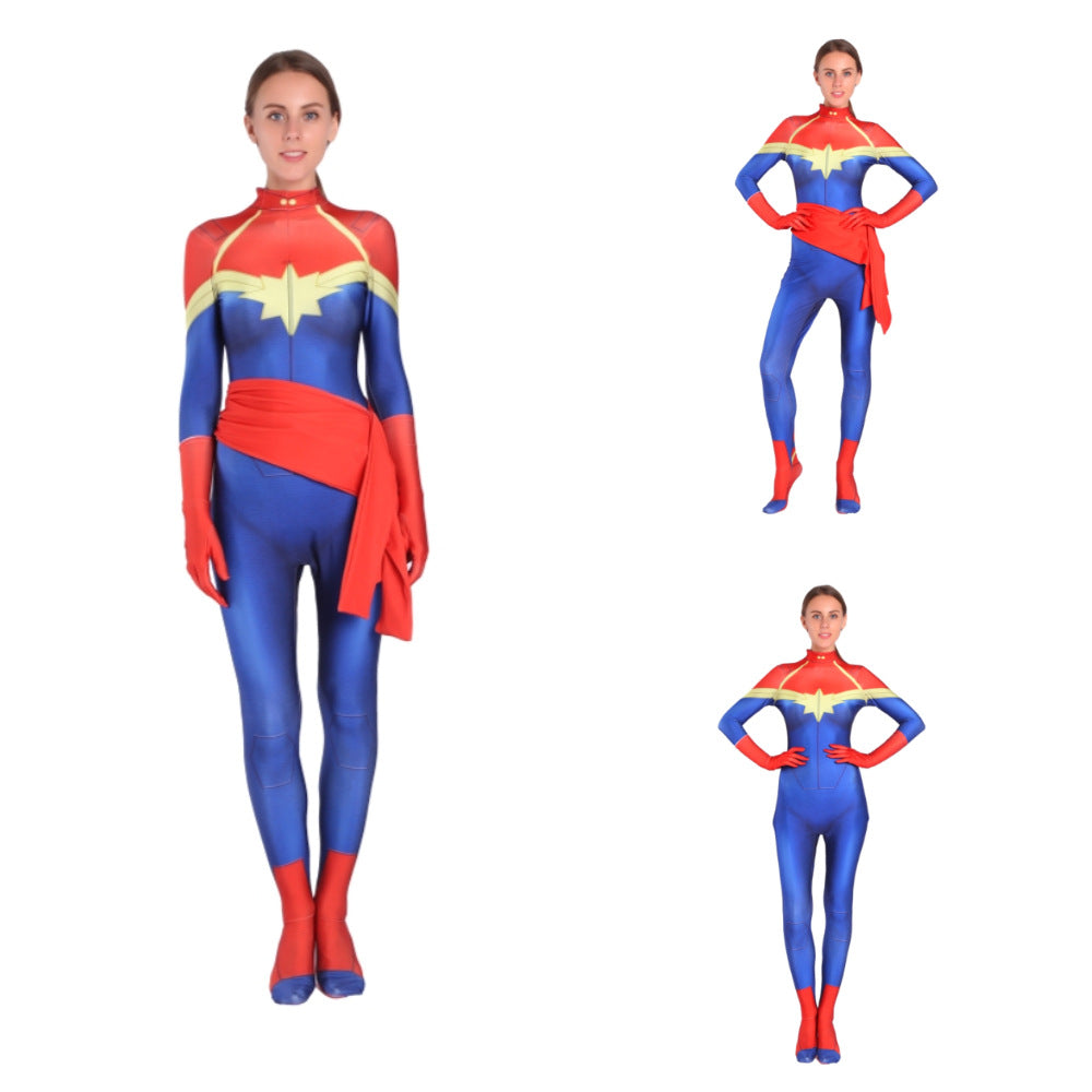 Halloween Captain Marvel Cosplay Costume for Kids and adult - Movie Role-Playing Bodysuit - Halloweez