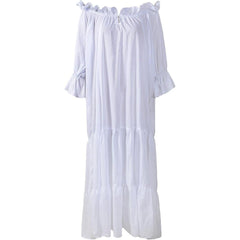 Medieval Pirate Fairy Renaissance Peasant Costume Ruffled Loose Dress