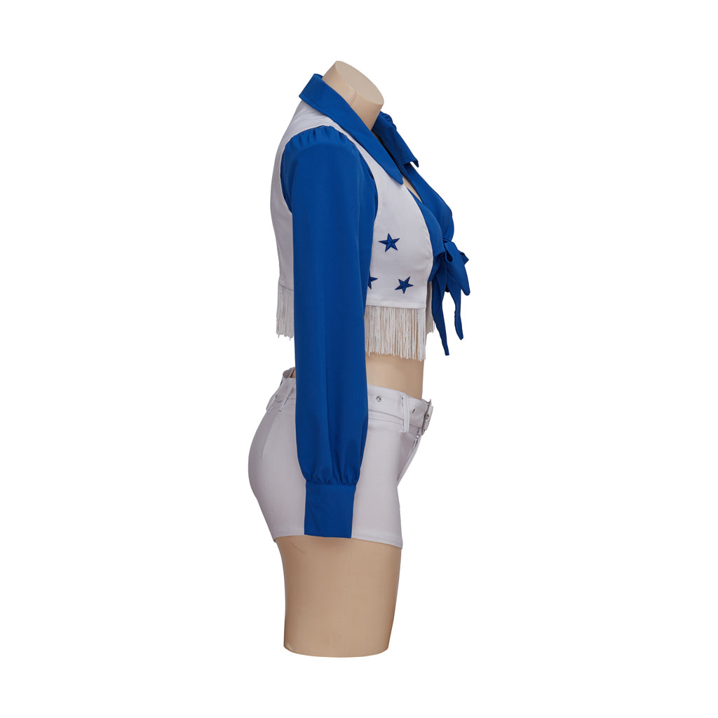 Sexy Blue Cheerleader Costume for Women - Two-Piece Halloween & Theme Party Outfit - Halloweez