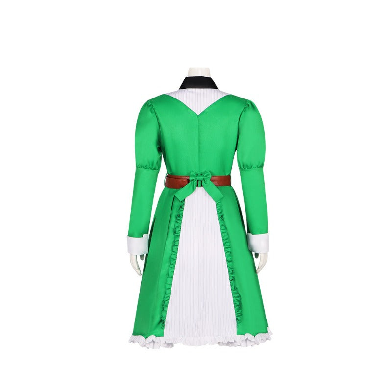 Fictional Reasoning Iwanaga Kotoko Cosplay Costume Green Long-Sleeved Dress for Women Halloween Maid Outfit - Halloweez