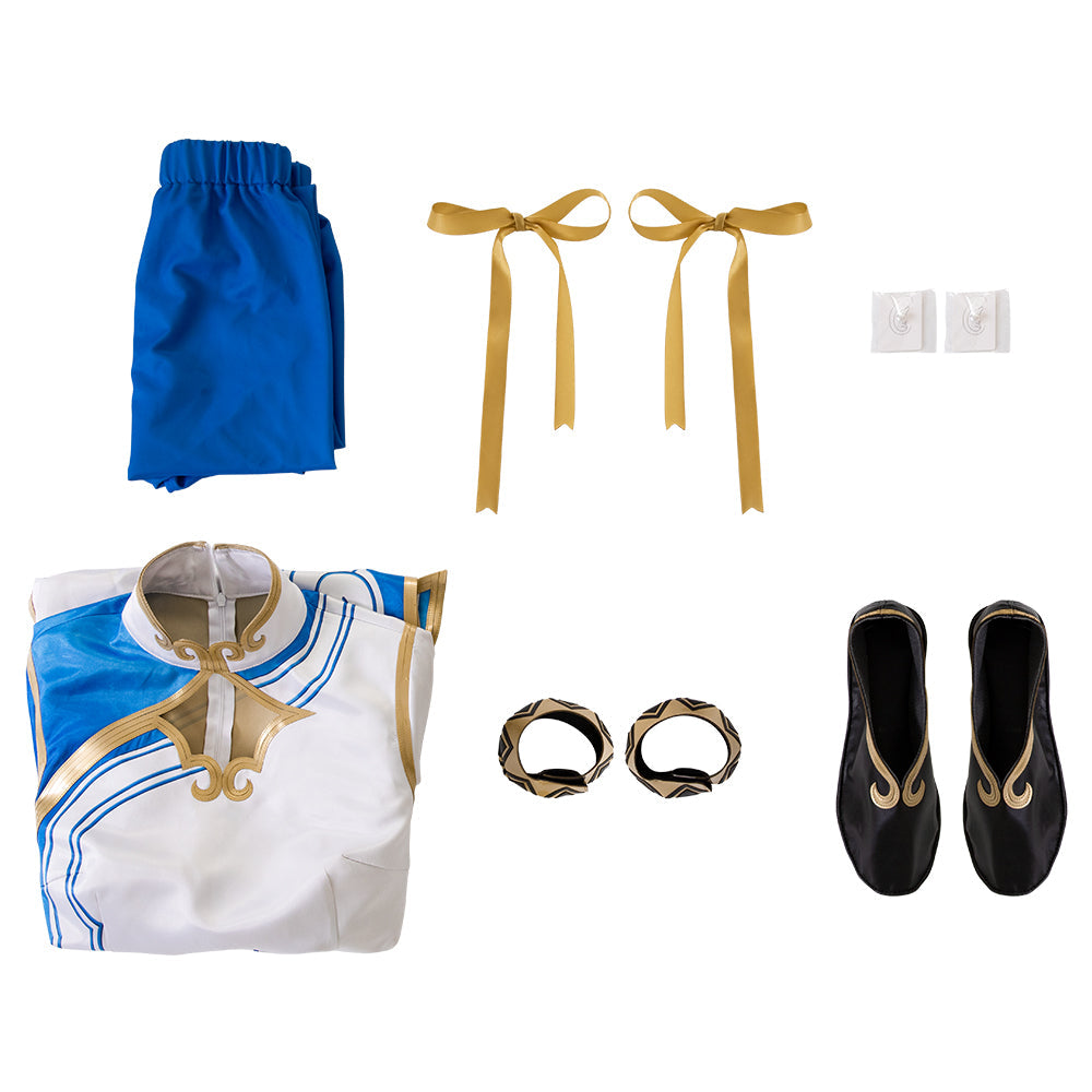 Halloweez Chun-Li Cosplay Jumpsuit with Cheongsam Inspired from Street Fighter