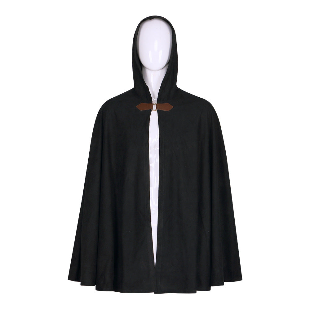 Medieval Deer Suede Cloak Halloween Vintage Battle Warrior Magic Robe Cosplay Costume - Halloweez