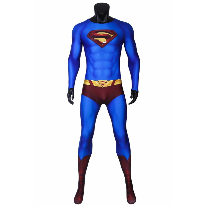 Halloweez Super Hero Infinite Earths Clark Blue Cosplay Suit with Cloak