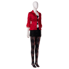 Halloweez Harley Quinn Joker 2 Cosplay Costume - Women's Red Coat & Leather Skirt Ensemble