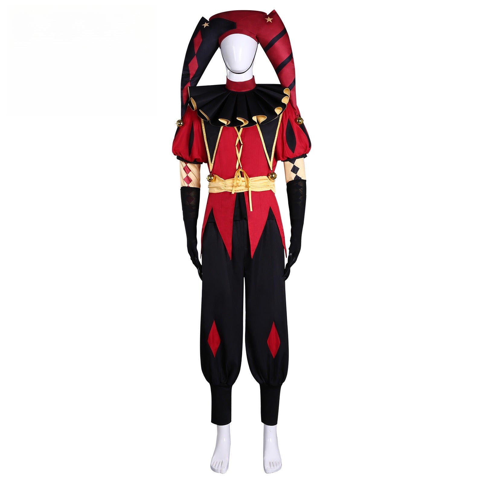 Freak Circus Harlequin Jester Pierrot Clown Cosplay Costume - Halloweez