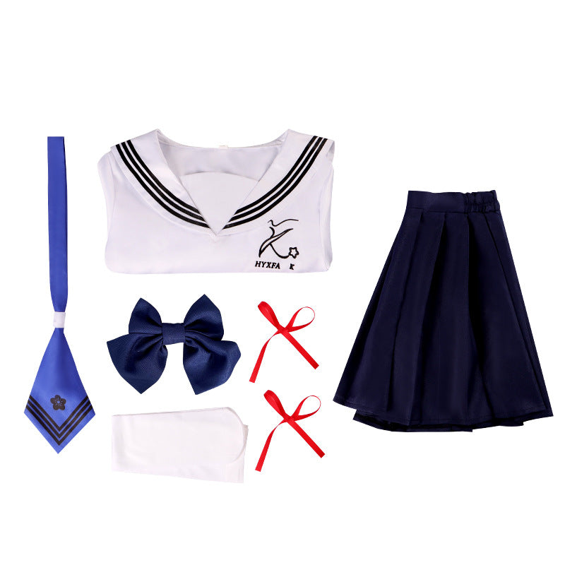 Genshin Impact Xicha Collab Kamisato Ayaka Cosplay Costume Anime JK Uniform Women's Full Set