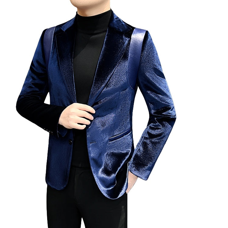 Velvet Blazer Men's Suit Jacket 2025 New Style Luxury Velvet Tuxedo for Hosts Cosplay Formal Wear - Halloweez