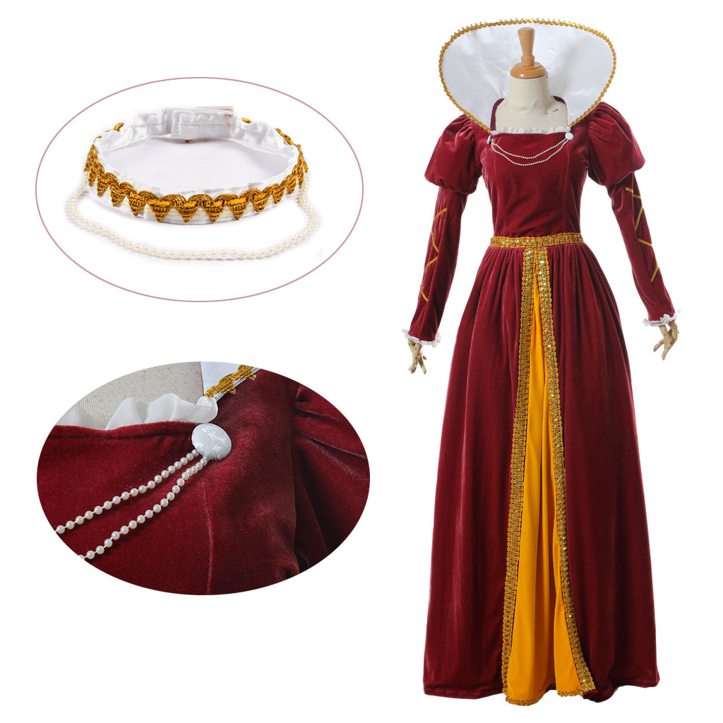 Elegante vestido victoriano de Halloween: disfraz de reina medieval renacentista para fiestas góticas