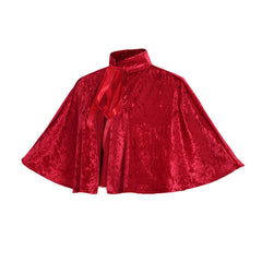 Halloweez Red Victorian Steampunk Mini Capelet for Women – Elegant Collar Cape for Cosplay and Style