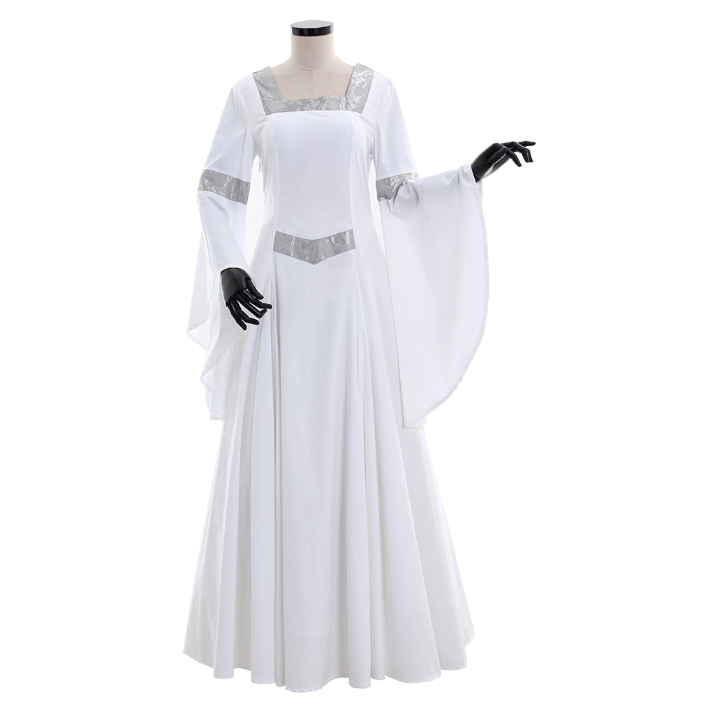 Elegante disfraz de princesa renacentista medieval blanca de Halloween