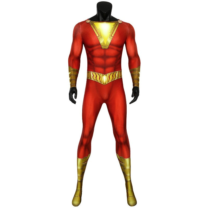 Halloweez Shazam Billy Batson Captain Marvel Cosplay Costume Zentai Jumpsuit