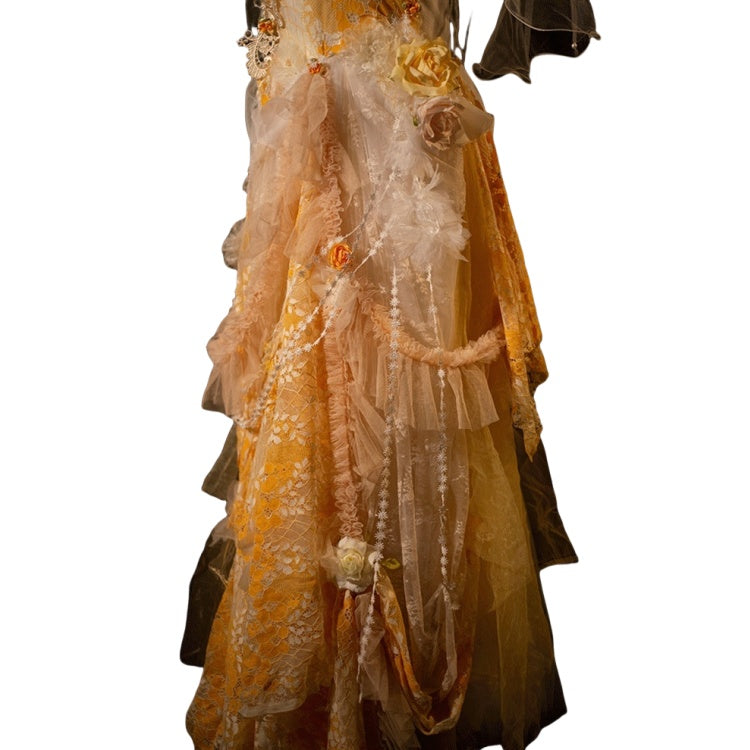 Handmade Floral Wedding Dress Princess Costume - Elegant Princess Dress for Special Occasions - Halloweez
